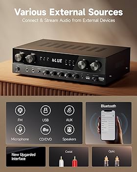 ⭐️未使用⭐️オーディオアンプ Bluetooth 最大1000W 4チャンネル Amazon.co.jp: Donner パワーアンプ、オーディオアンプ